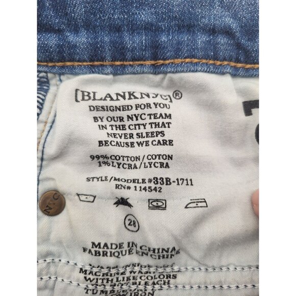 BLANK NYC Shadow Seam Distressed Two-Tone Blue Skinny Jeans Womens SZ 28 Cropped - Picture 11 of 14